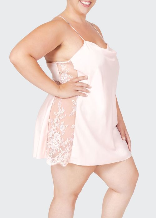 Plus Size Darling Lace-Inset Silk Chemise