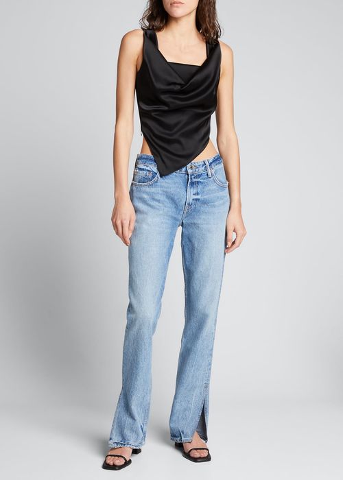Hailey Low-Rise Straight Jeans with Splits