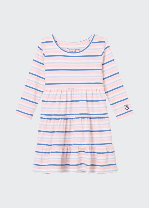 Girl's Holly Striped Long-Sleeve Dress, Size 2T-14