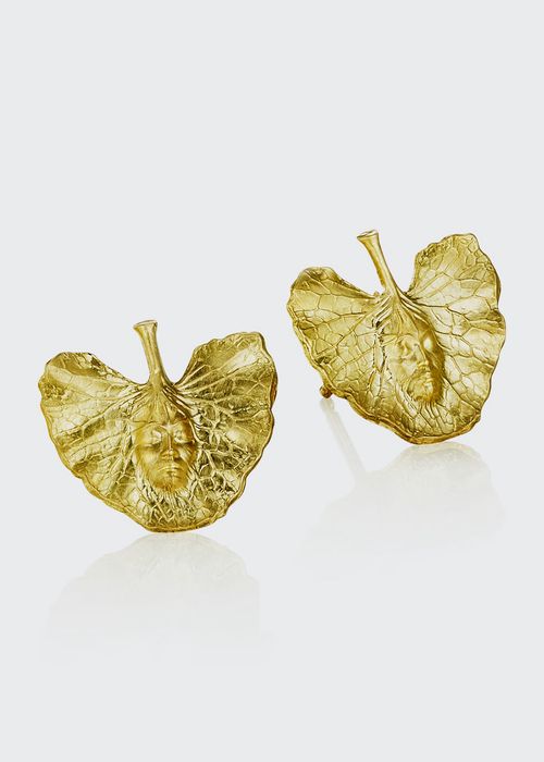 Shoko Leaf Stud Earrings in 18k Yellow Gold