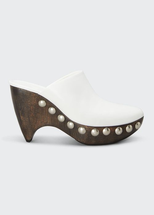 Le Sabot Wooden-Heel Leather Wedge Clogs