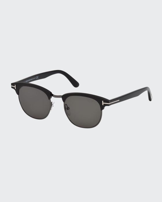 Men's Half-Rim Metal/Acetate Sunglasses - Silvertone Hardware
