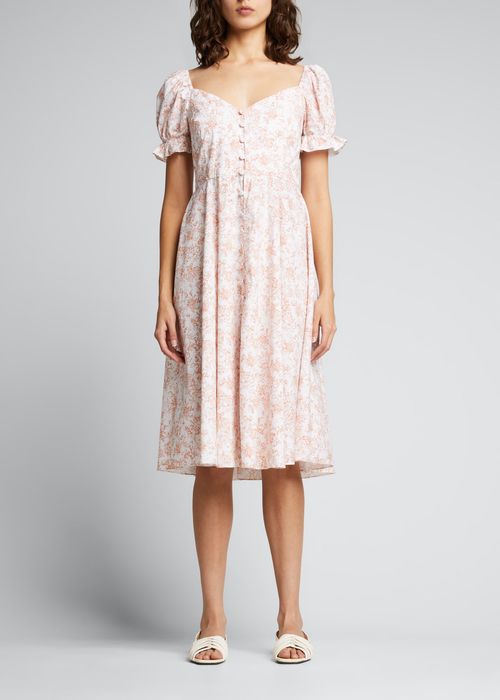 Savannah Puff-Sleeve Midi Dress