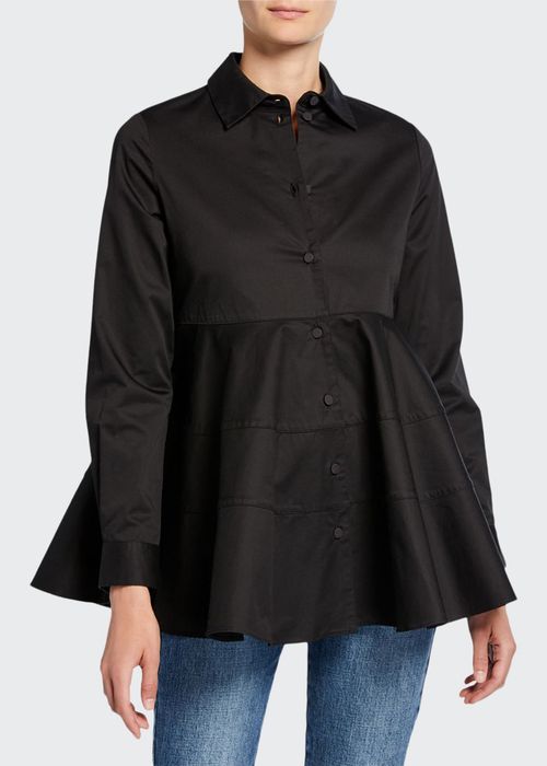 Tiered Button-Front Blouse