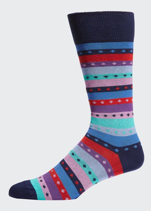 Men's Ugo Stripe Cotton-Blend Crew Socks