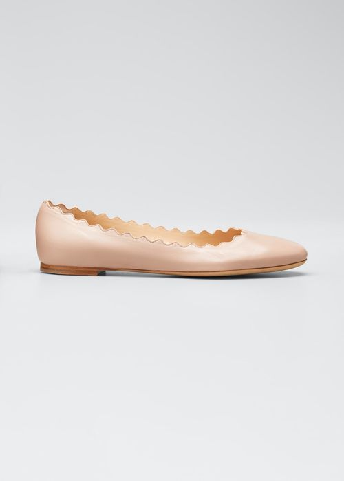 Lauren Scalloped Leather Ballet Flats
