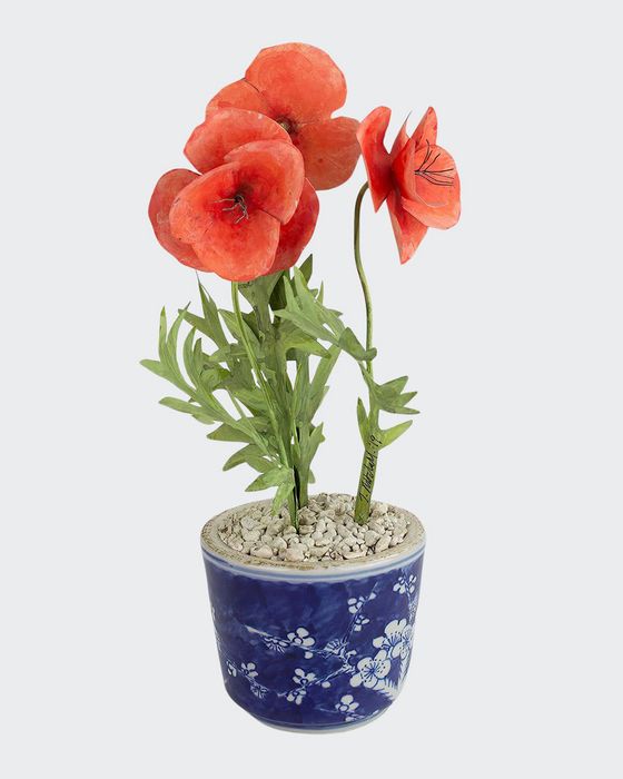 Poppy August Birth Flower in Ceramic Pot