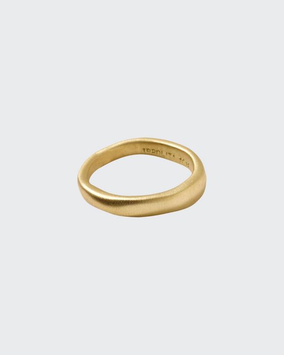 18k Gold Wide Squiggle Band Ring, Size 7