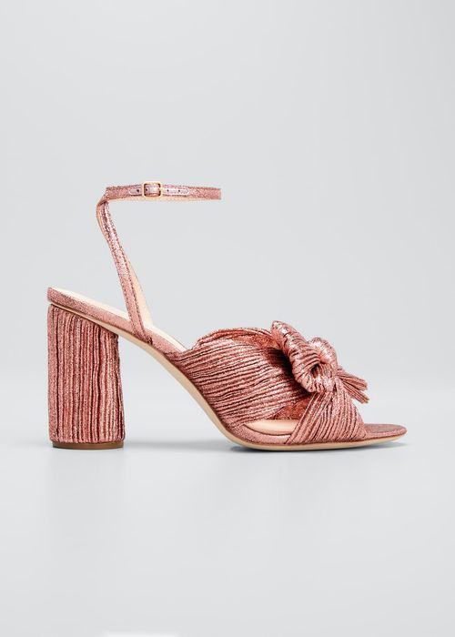 Camellia Metallic Knot Ankle-Strap Sandals