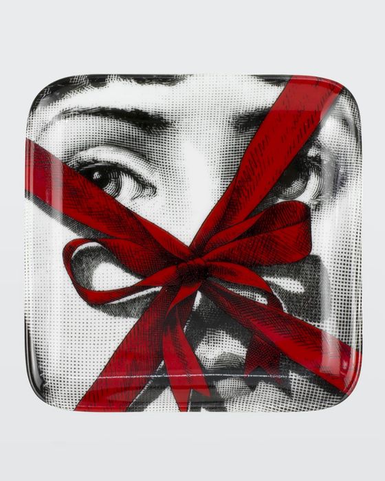 Square ashtray red bow gift
