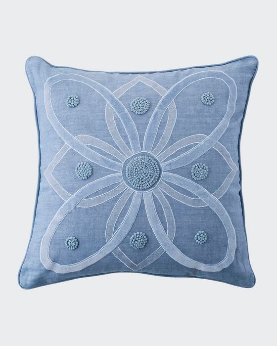 Berry and Thread Chambray Pillow, 18"Sq.