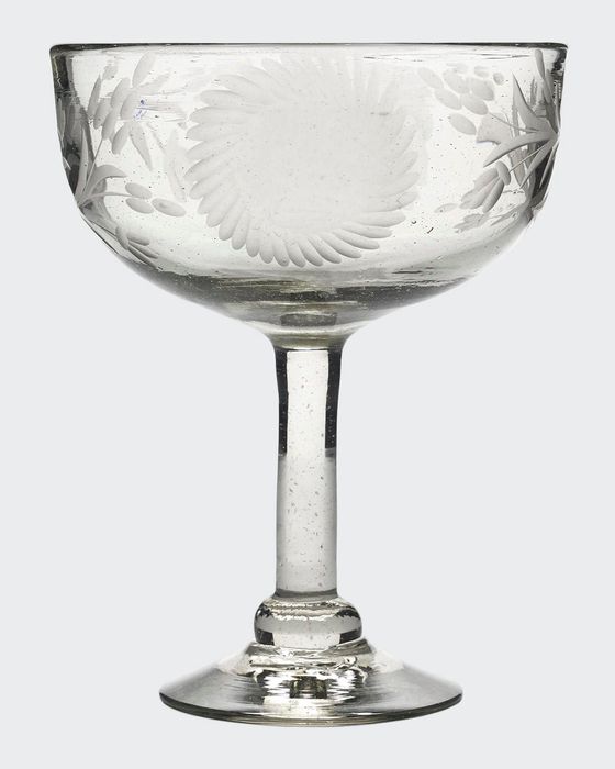 Margarita Glass with Sunflower Etched Pattern