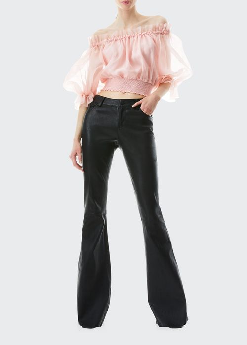 Brent High-Waist Leather Bell Pants