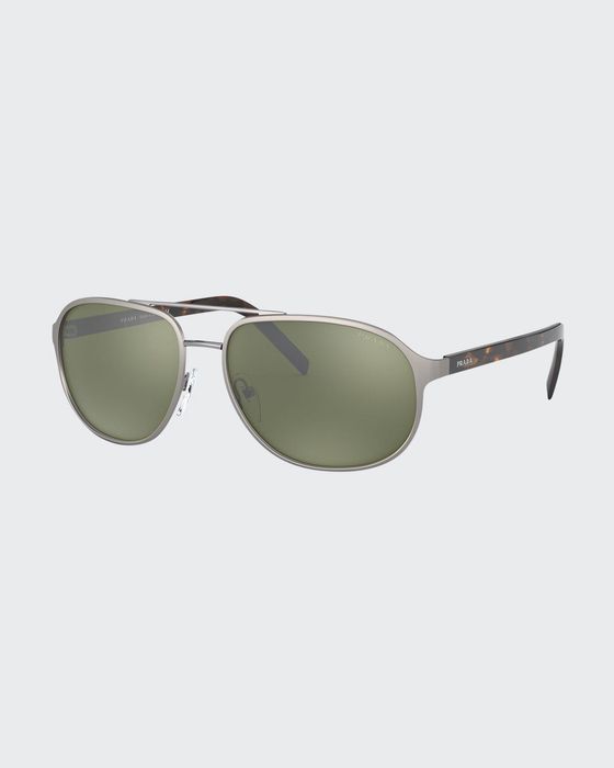 Men's Square Metal/Tortoiseshell Acetate Sunglasses