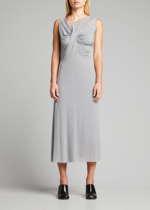Knotted Front Wet Look Midi Dress