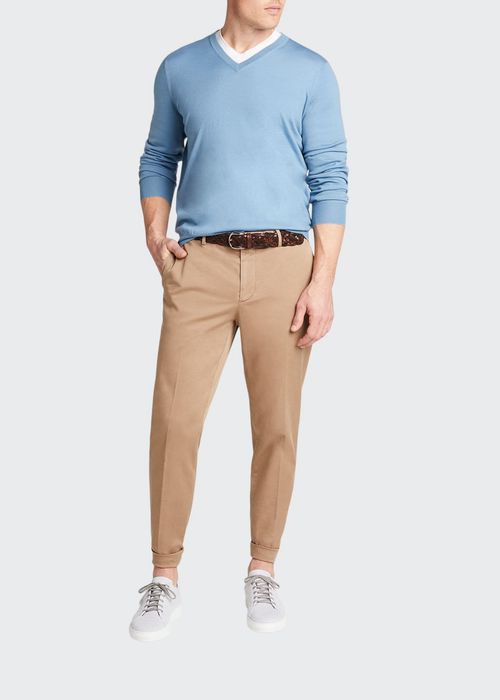 Men's Italian-Fit Flat-Front Pants
