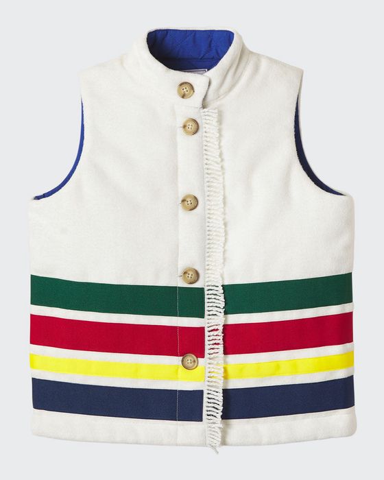 Girl's Adirondack Button-Front Stripe Vest, Size XS-XL