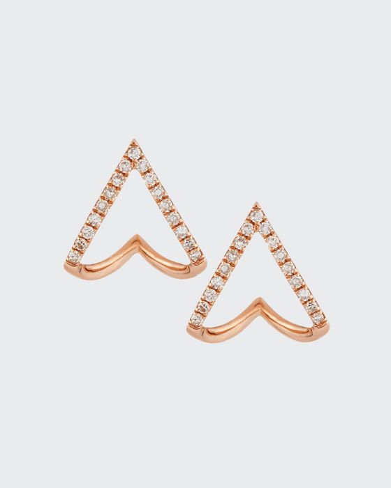 14K Gold Mini Chevron Wrap Stud Earrings with Diamonds