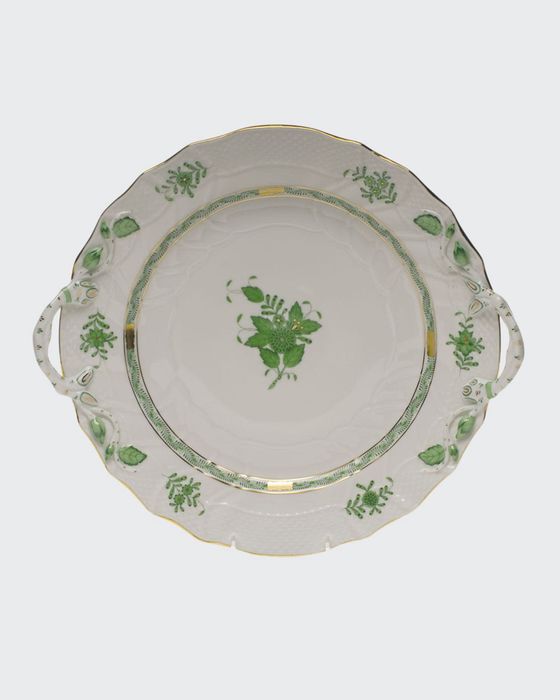 Chinese Bouquet Green Chop Plate with Handles