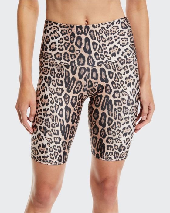 High-Rise Leopard-Print Activewear Bike Shorts