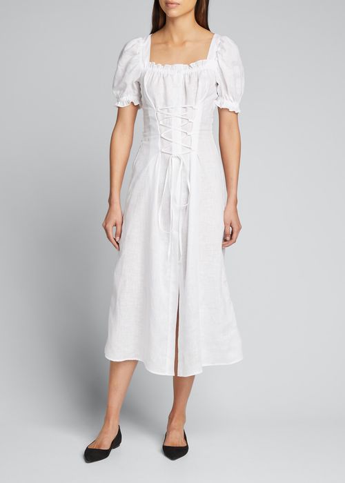 Marquise Linen Lace-Up Dress