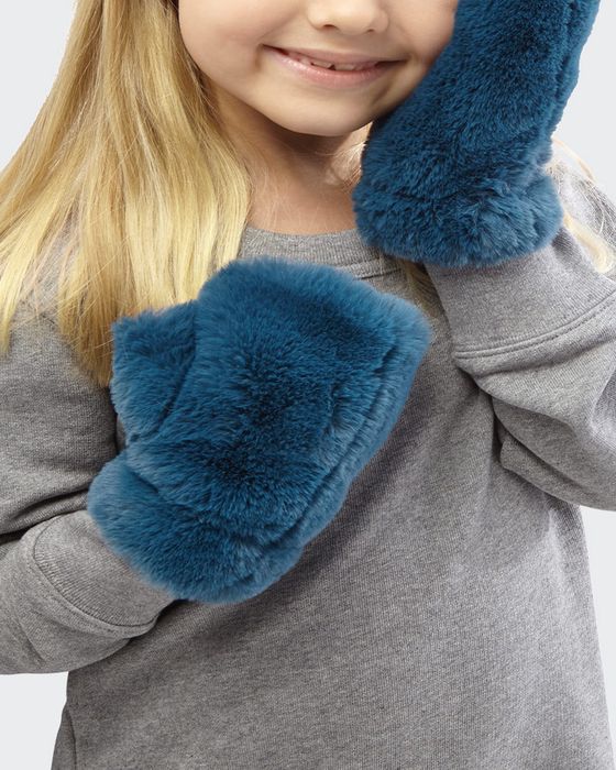 Girl's Ariel Faux Fur Fingerless Gloves
