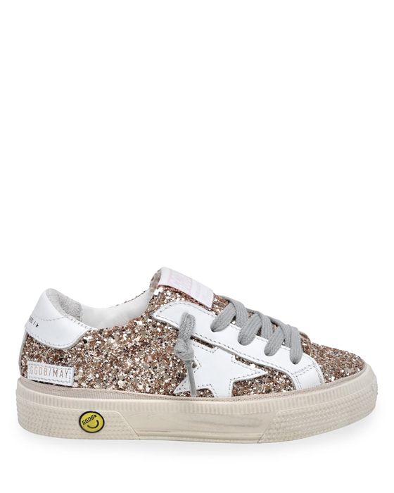 Girl's May Glitter Leather Low-Top Sneakers, Baby/Toddlers
