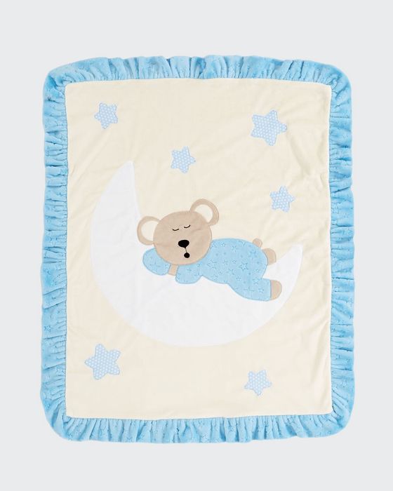 Goodnight Teddy Baby Blanket, Blue