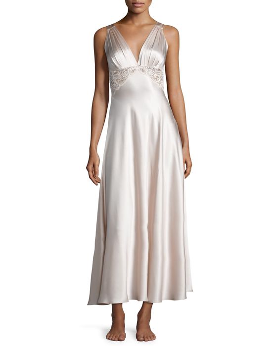 Bijoux Lace-Inset Silk Gown