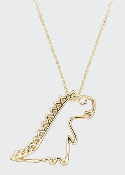 Dinosaur Diamond Necklace in 9k Gold
