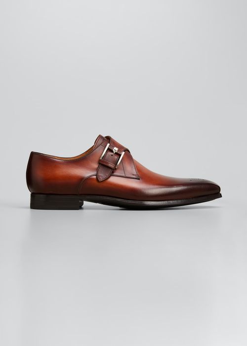 Men's Carrie Monk-Strap Leather Dress Shoes