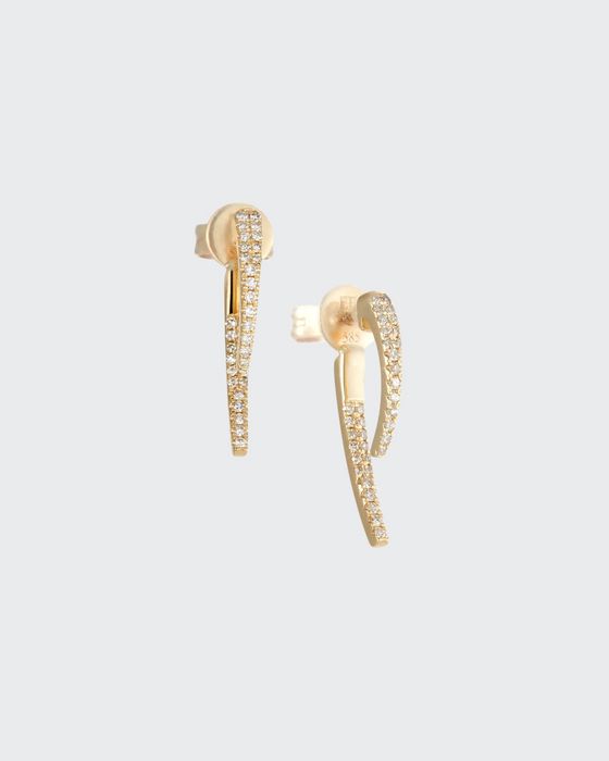 14k Gold Diamond Hook Earrings