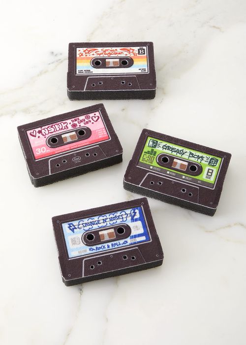 Mix Tapes Sponges, Set of Four in Boombox Packaging