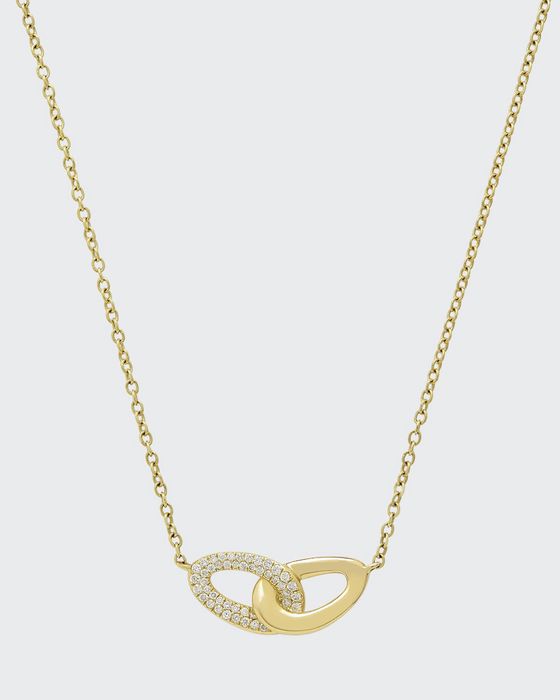 18K Gold Cherish Intertwined Link Necklace with Diamonds