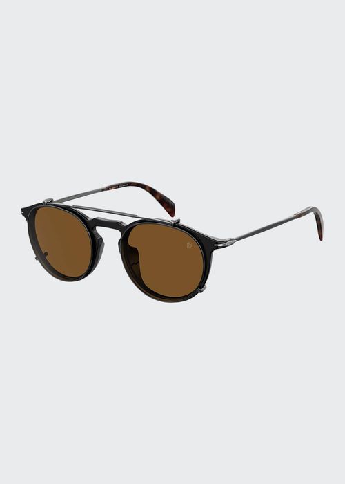 Men's Round Sunglasses w/ Clip-On Lenses