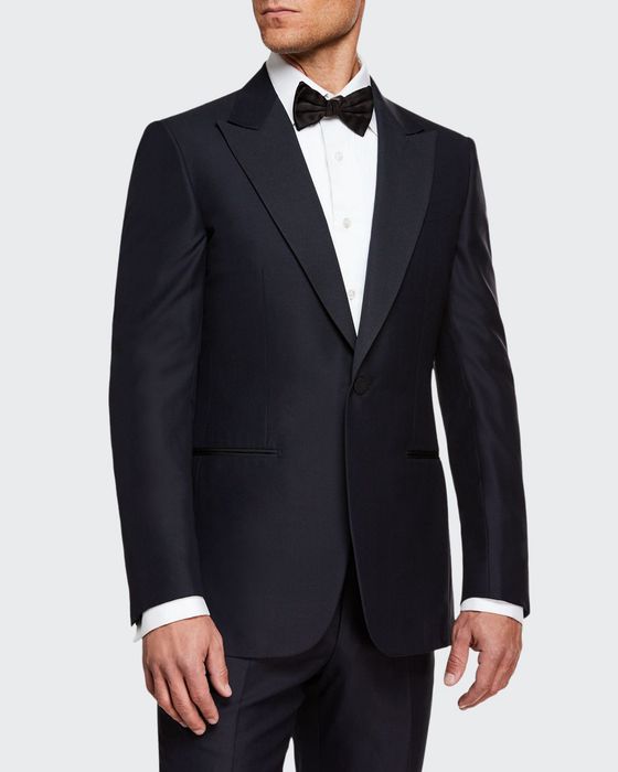 Men's Silk-Lapel Wool Two-Piece Tuxedo Suit