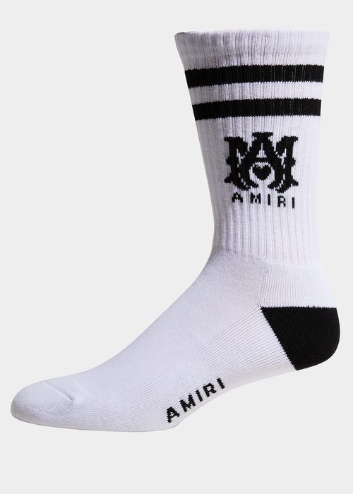 Men's Ribbed MA-Logo Athletic Crew Socks