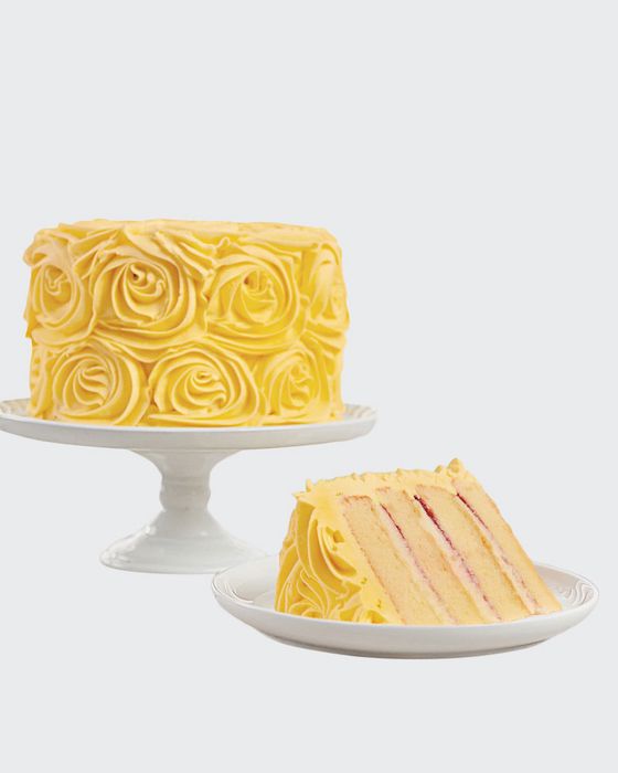 Yellow Rose Lemon with Raspberry 4-Layer Cake, Serves 8-10