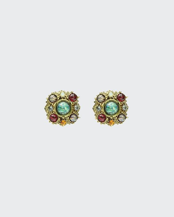 Multicolor Round Clip-On Stud Earrings