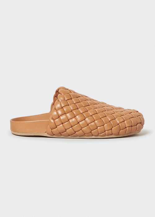 Woven Leather Flat Mules