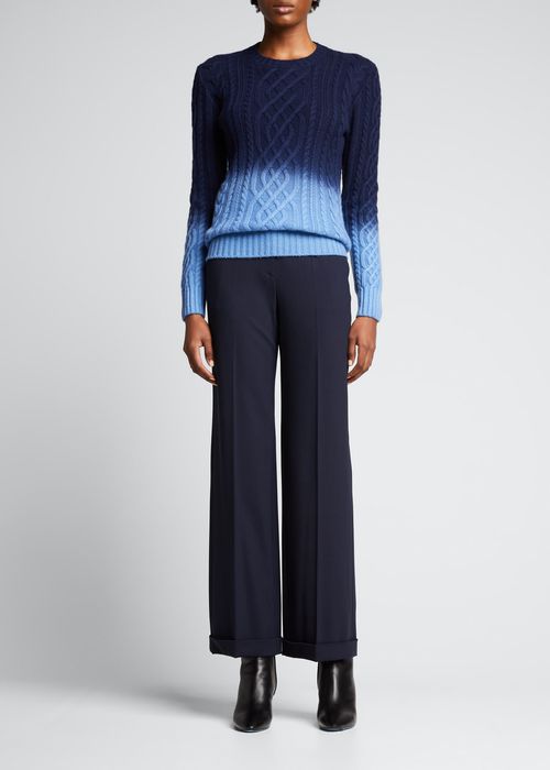 Ombre Cashmere Cable-Knit Sweater