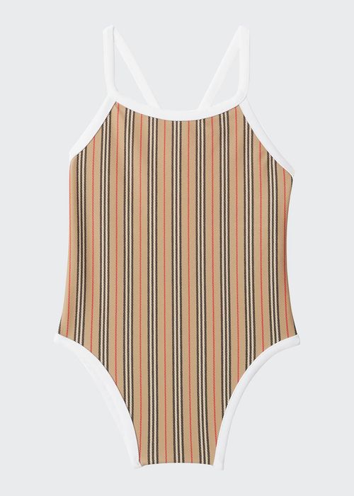 Girl's Sadie Icon Stripe One-Piece Swimsuit, Size 6M-2
