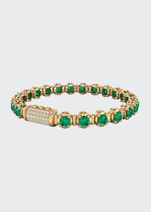 Infinite 5mm Emerald and Diamond Bracelet in Yellow Gold