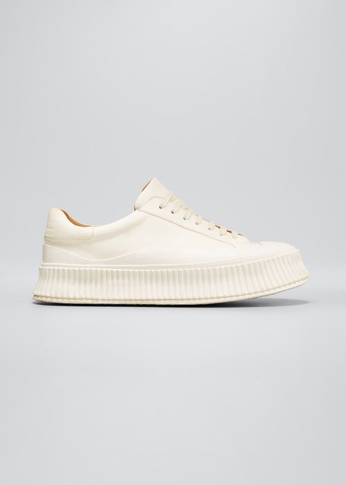 Men's Tonal Leather Flatform Low-Top Sneakers