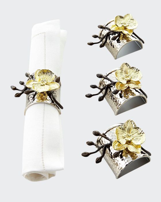 Four Gold Orchid Napkin Rings