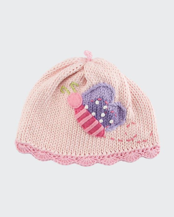 Butterfly Knit Baby Hat, Pink