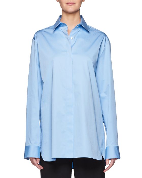 Big Sisea Button-Front Long-Sleeve Cotton-Stretch Shirt