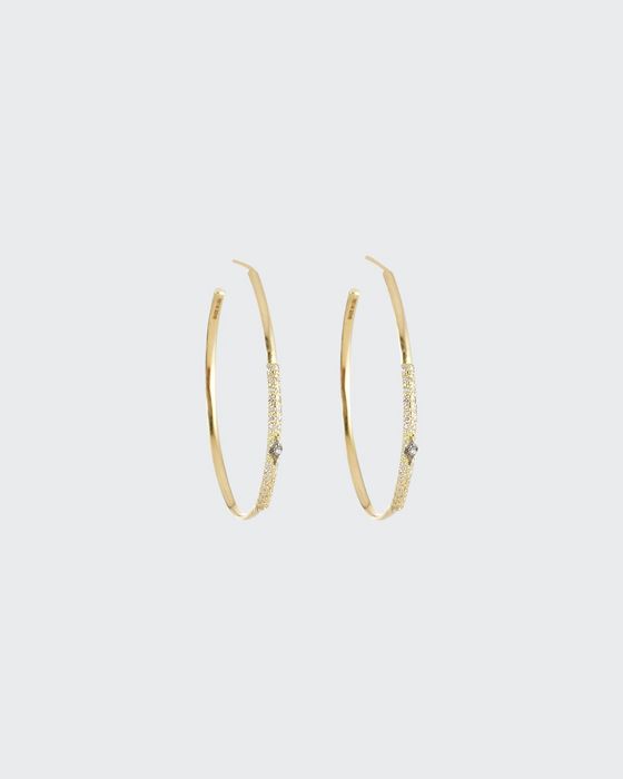 Old World Diamond Hoop Earrings w/ 18k Gold
