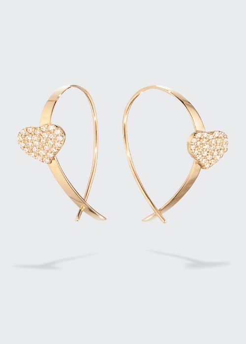 Girl's Heart-Shaped Diamond Hoop Earrings