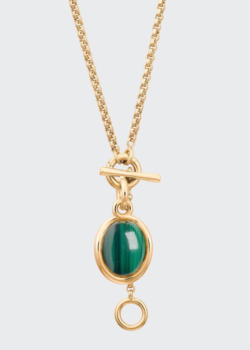 Neo Turtle Necklace with Toggle Chain and Malachite Stone
